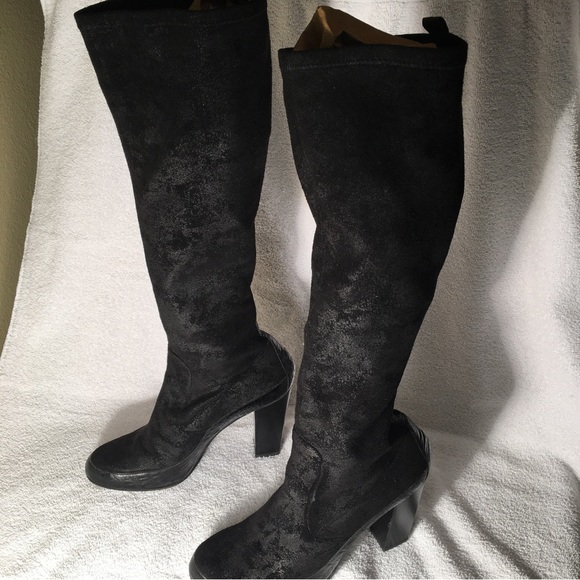 DONALD J. PLINER Boots DISTRESSED SUEDE Black - Sz 8.5 M Made in SPAIN - Picture 2 of 16